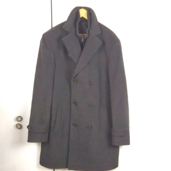 Ralph Lauren Mens Dark Gray Double-Breasted Pea Coat Wool Labrada Luxe Sz.44 - Picture 1 of 14